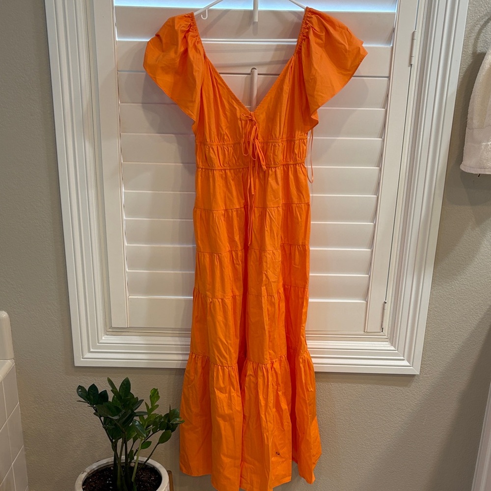 Moon River Vibrant Orange Maxi Dress